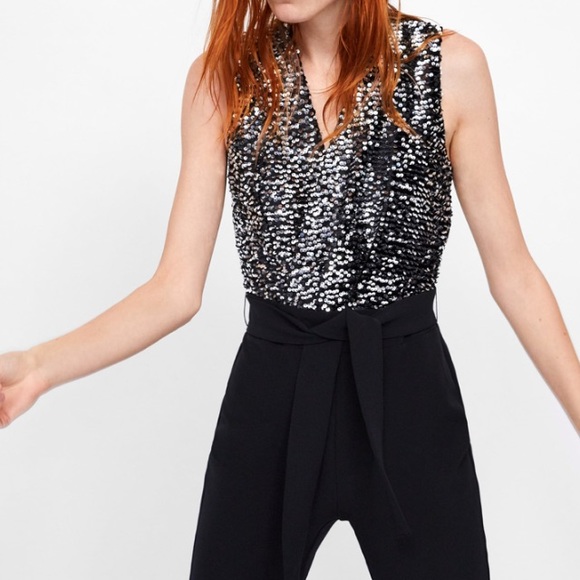 zara sequin jumpsuit
